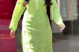 Timeless Elegance: Green Chikankari Embroidered Long Kurti with Pants