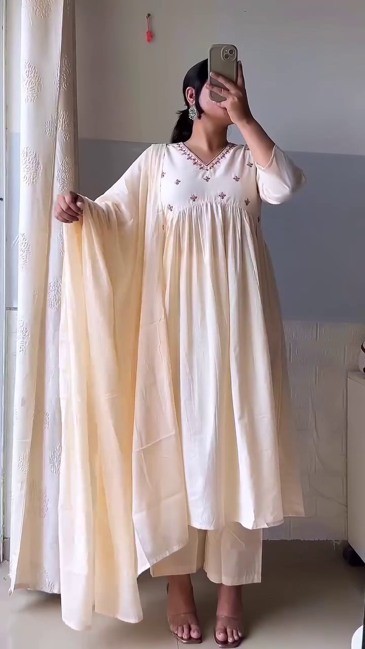 Elegant Navy Blue Cotton Angrakha Kurta Set with Handcrafted Floral Prints – Ethnic Charm Meets Comfort - Image 5