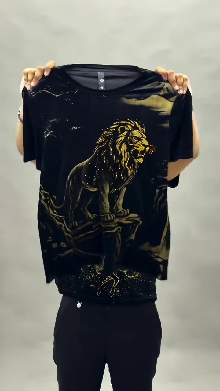 Power Statement: Bold Lion Graphic Tee with Luxe Appeal