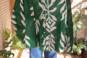 🌿 Effortless Botanical Chic: Statement Green Printed Shirt
