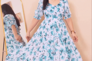 🌿 Elegant Blue Floral Maxi Dress – Grace in Motion