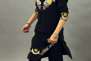 🖤 Regal Black Embroidered Kurta Set – Timeless Elegance with a Modern Edge
