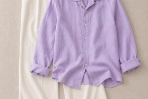 Elegant Men's Casual Shirt with White Straight-Fit Trousers Co-Ord Outfit