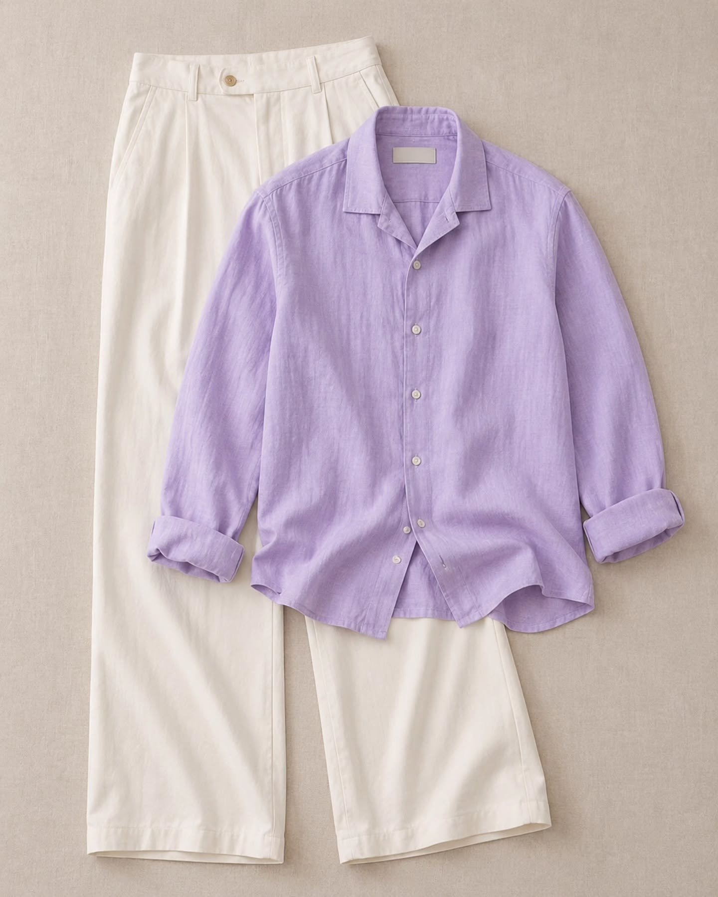 Elegant Men's Casual Shirt with White Straight-Fit Trousers Co-Ord Outfit