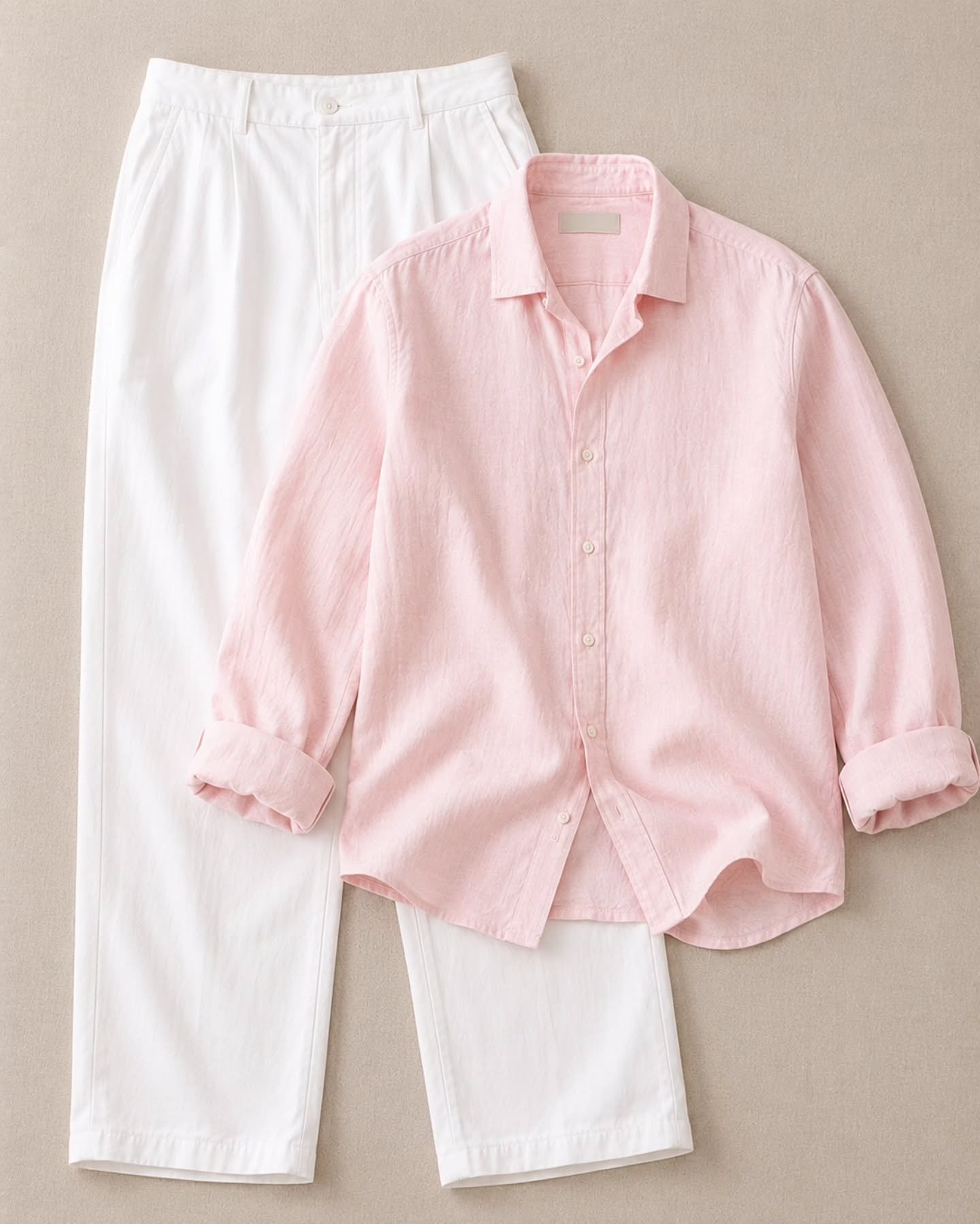 Elegant Men's Casual Shirt with White Straight-Fit Trousers Co-Ord Outfit - Image 4