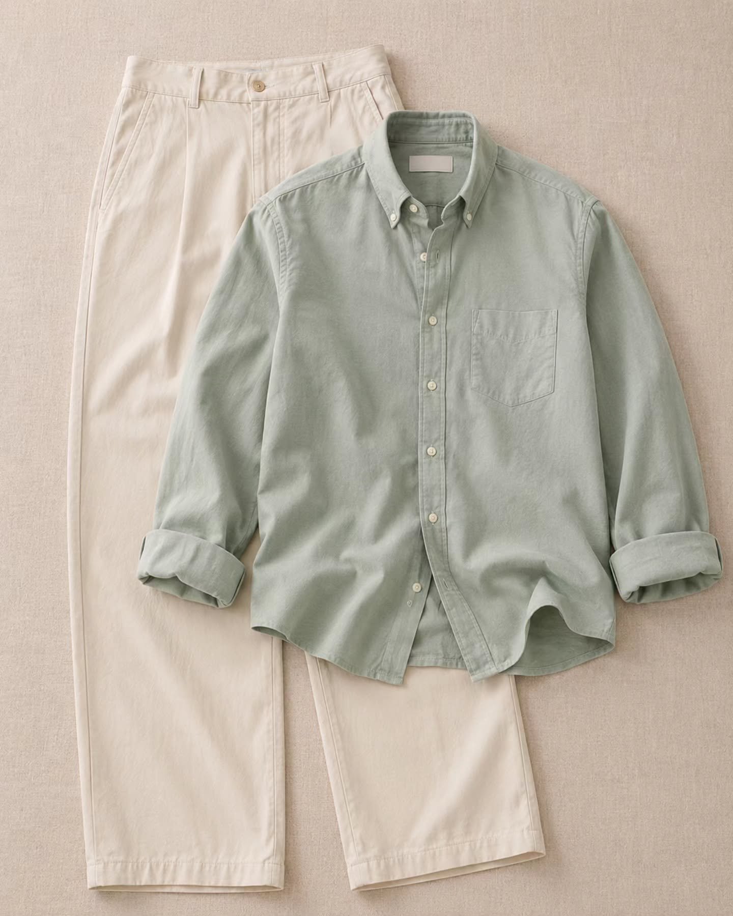 Elegant Men's Casual Shirt with White Straight-Fit Trousers Co-Ord Outfit - Image 2